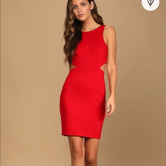 Undeniable Attraction Red Cutout Bodycon Mini Dress - Picture 1 of 2
